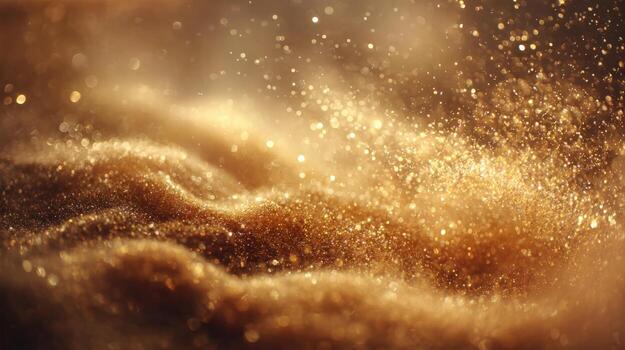Golden Abstract Glitter Dust Background Luxurious Texture with Sparkling Particles for Festive Designs photo