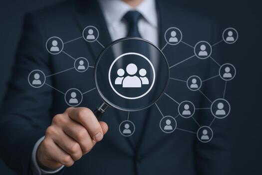 Human Resources Magnifying Glass Recruitment, Talent Acquisition, and Connection Concept in a Modern Business Context photo