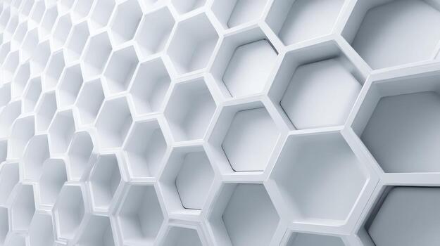 Abstract White Hexagonal Structure Background Modern Architecture and Design, Innovative Wall Texture, Creative Honeycomb Pattern photo