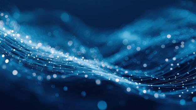 Abstract Blue Network Connecting Data Points with Flowing Lines, Perfect for Technology and Scientific Visualizations photo