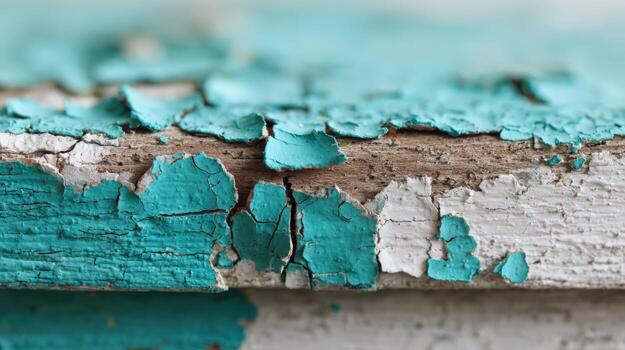 peladura turquesa pintar en resistido madera superficie revelador texturas y patrones en macro detalle, de cerca Disparo foto