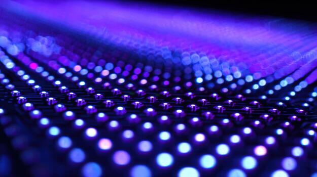 Abstract Pattern of Purple LED Lights Technology and Innovation Visuals for Modern Designs photo