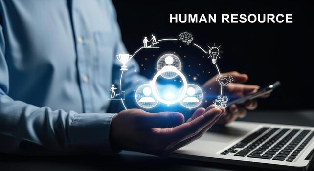 HR Professional Displaying Human Resource Technology, Recruitment, and Digital Transformation in Business photo