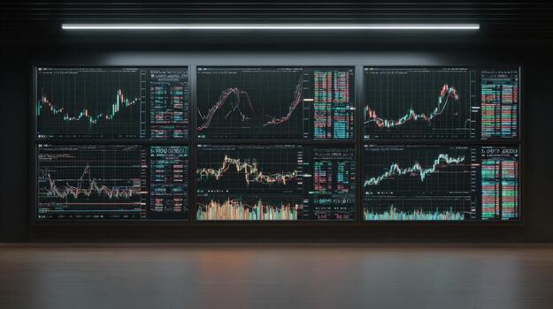 Financial Data Analysis Displaying Stock Market Charts and Graphs for Investment Trading and Business Analytics photo