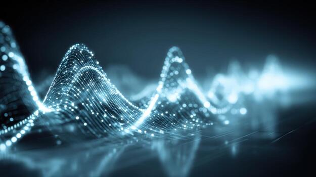Abstract Data Stream Visualization with Flowing Particles and Dynamic Waveforms for Technology Background photo