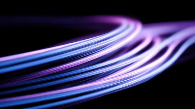Abstract Glowing Light Trails Against Black Background, Perfect for Technology and Futuristic Concepts photo