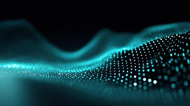 Dynamic Blue Data Wave Visualization Modern Technology Background for Presentations and Digital Design photo