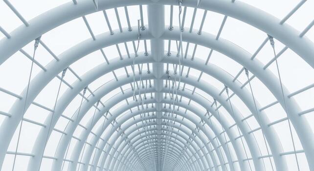 Abstract Architectural Structure with Arches and Steel Framework Creating a Modern Tunnel Design photo