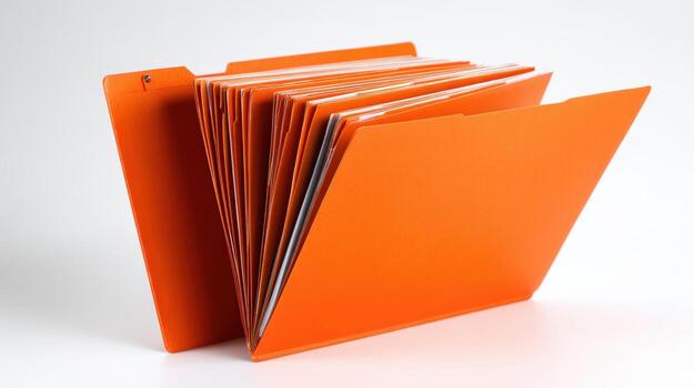 Orange File Folders with Documents Organizing Information and Paperwork for Business Efficiency photo