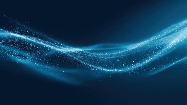 Abstract Blue Light Wave Background with Glittering Particles for Modern Technology and Digital Design photo