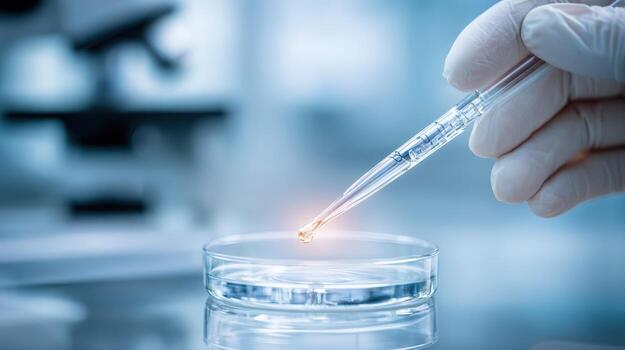 Scientific Research Close-up of Petri Dish with Dropper for Experimentation and Laboratory Analysis photo