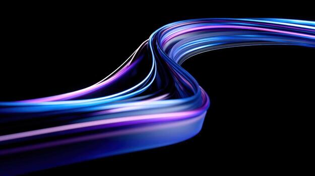 Abstract Flowing Light Trails on Black Background Modern, Dynamic, Futuristic Design Element photo