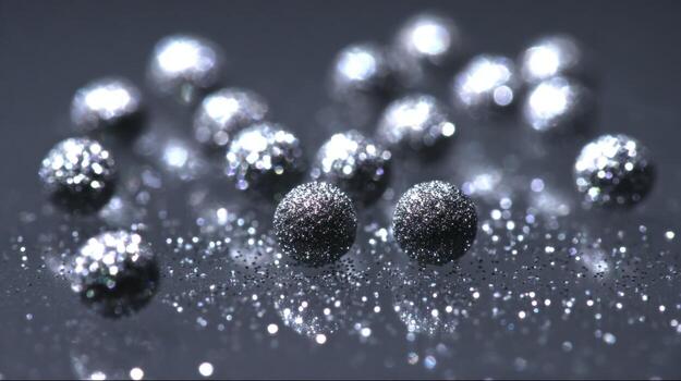 Abstract Spheres Glittering on Dark Surface A Modern Metallic Texture Background for Creative Projects photo
