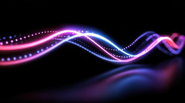 Abstract Light Streaks on Black Background Modern Design Element with Neon Pink and Blue Colors photo
