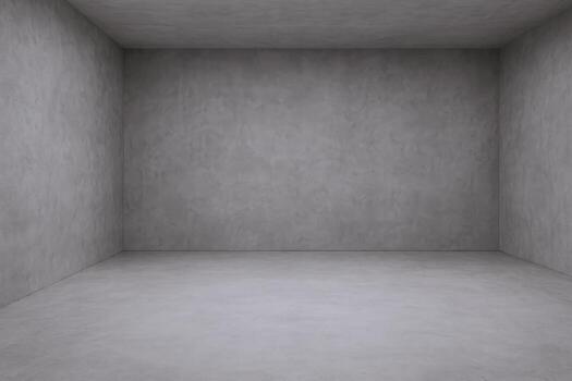 Empty Concrete Room with Gray Walls and Floor, Ideal for Product Mockups and Minimalist Backgrounds photo