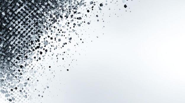 Abstract Pixelated Gradient Background with Dispersing Cubes - Modern Technology and Digital Transformation Concept photo