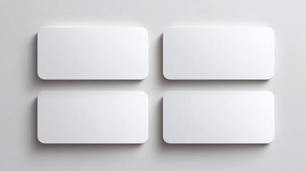 Four Rectangular White Cards with Rounded Corners Mockup Template on Light Gray Background photo