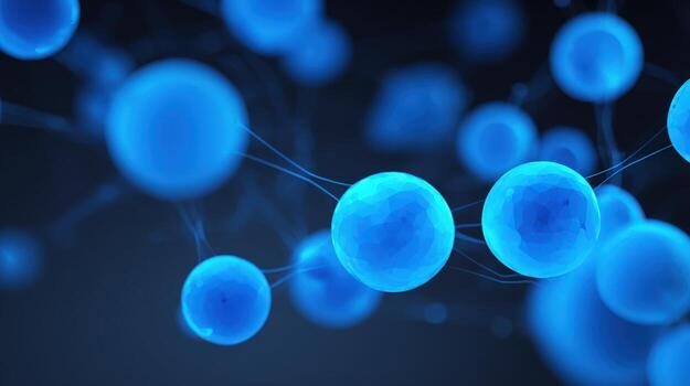 Molecular Structure Visualization Blue Spheres Connected by Lines Representing Scientific Research and Technological Advancement photo