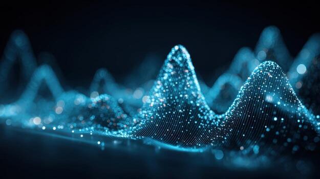 Abstract Digital Waveform with Glowing Particles, Representing Technology, Data Analysis, and Futuristic Concepts photo