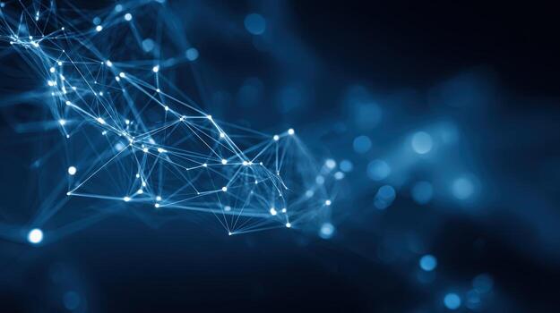 Abstract Network Connection with Blue Lines and Dots - Data Transmission and Artificial Intelligence photo