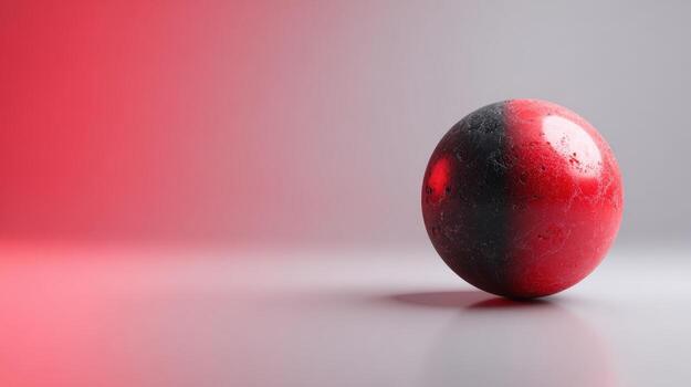 Abstract Red Sphere with Dark Side on Reflective Surface for Concept Design photo