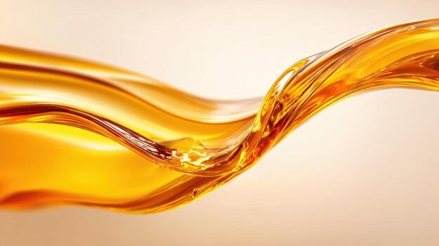 Golden Liquid Flow Dynamic Abstract Wave of Syrup, Oil, or Honey Against a Neutral Background photo