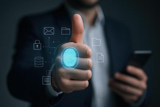 Biometric Authentication Man Using Fingerprint Scan for Secure Mobile Access and Data Protection photo