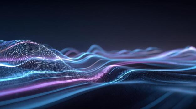 Abstract Technological Wave Background with Glowing Particles for Data Visualization and Futuristic Design photo