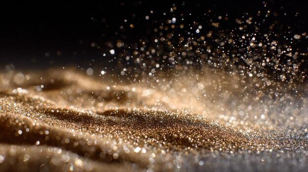 Golden Glitter Explosion Abstract Background with Sparkling Particles for Festive Celebrations and Luxurious Designs photo