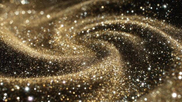 Abstract Gold Glitter Swirl Background with Sparkling Particles for Luxury and Festive Designs photo