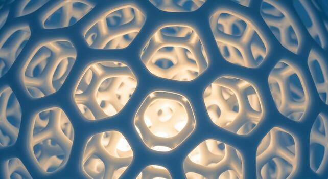 Abstract Cellular Structure with Glowing Interior - Futuristic Design and Organic Geometry Illustration photo
