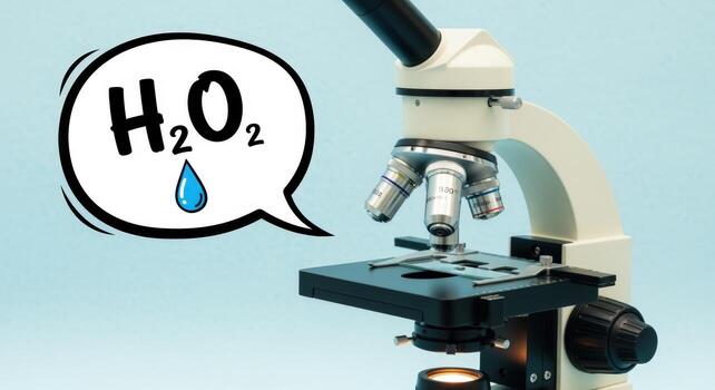Microscope with H2O2 Chemical Formula Illustrating Scientific Research and Experimentation in a Laboratory Setting photo