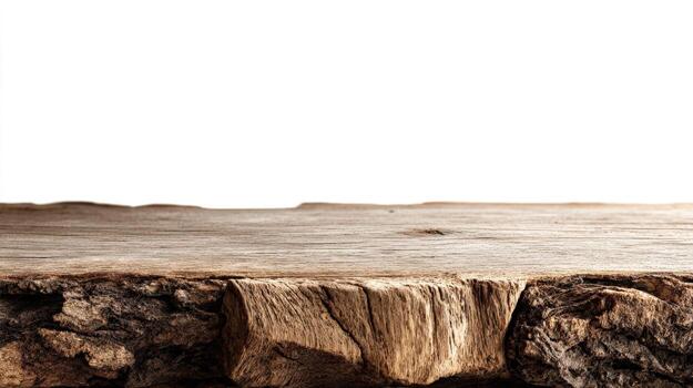 Rustic Wooden Platform Isolated on White Background, Ideal for Product Display and Mockups photo