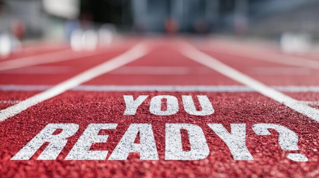 Motivational Running Track Get Ready for the Challenge Ahead, Focusing on Fitness and Achievement photo