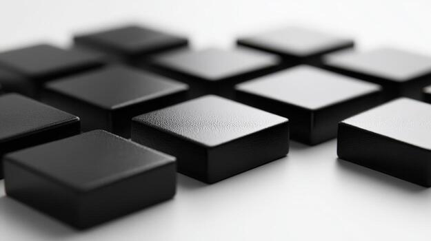 Black Square Mosaic Modern Minimalist Design with a Geometric Arrangement on a White Surface photo