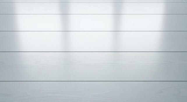 Clean White Wood Plank Background with Window Light - Perfect for Product Mockups and Presentations photo