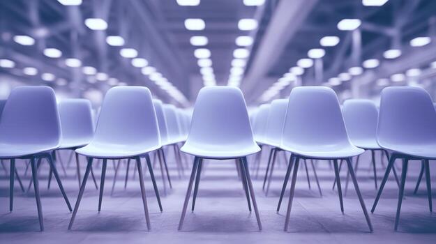 Rows of Modern Chairs in a Large Hall, Event Setup, Conference Room, Auditorium photo