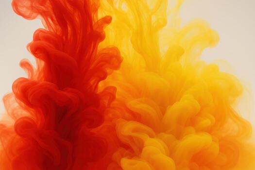 Abstract Colorful Paint Swirls in Water Red and Yellow Ink Explosion Creates Artistic Motion photo