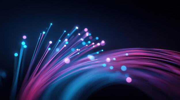 resumen fibra óptico cables con brillante luces para alta velocidad datos transmisión y conectividad foto