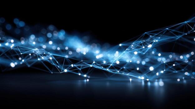 Abstract Network Connection Structure with Blue Light Futuristic Technology and Data Communication Concept photo