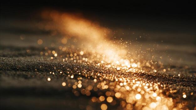 resumen oro polvo Brillantina textura fondo, festivo brillante partículas, lujo efecto, dorado bokeh destellos foto