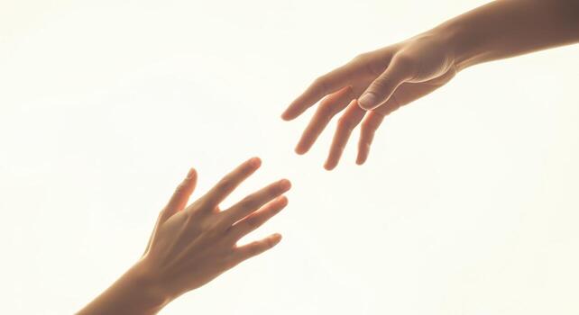 Reaching Hands Silhouette Hope, Connection, and Support in a Minimalist Composition on Clean White Background photo