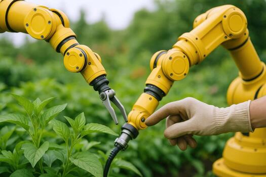 Agricultural Robotics in Precision Farming Automated Harvesting with Advanced Technology in Green Field photo