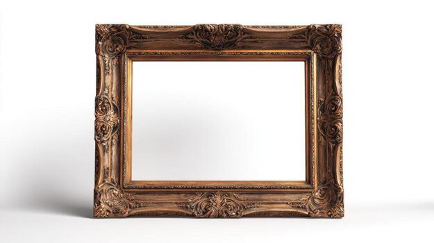 Ornate Picture Frame Isolated on White Background, Perfect for Adding Your Own Image or Artwork photo