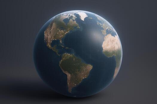 Earth Globe Rendering Showing Continents and Oceans, Conceptual Imagery of Global Awareness and Environment photo