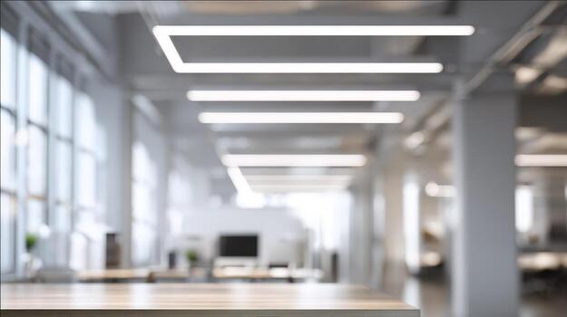 Modern Office Interior with Natural Light and Minimalist Design Featuring Workstations and Architectural Elements photo