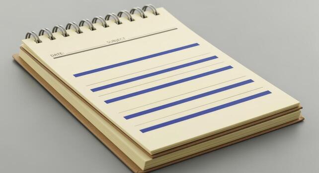 Blank notepad with lines, ready for notes, ideas, planning, journaling and creative writing projects photo