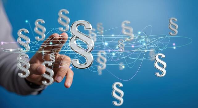 Legal Compliance Concept Hand Pointing to Paragraph Symbols in a Digital Interface for Business photo