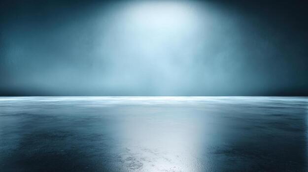 Modern Blue Concrete Studio Background with Spotlight for Product Placement or Digital Compositing photo