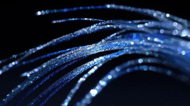 Optical Fiber Cables Closeup Displaying High-Speed Data Transmission and Communication Network Infrastructure photo